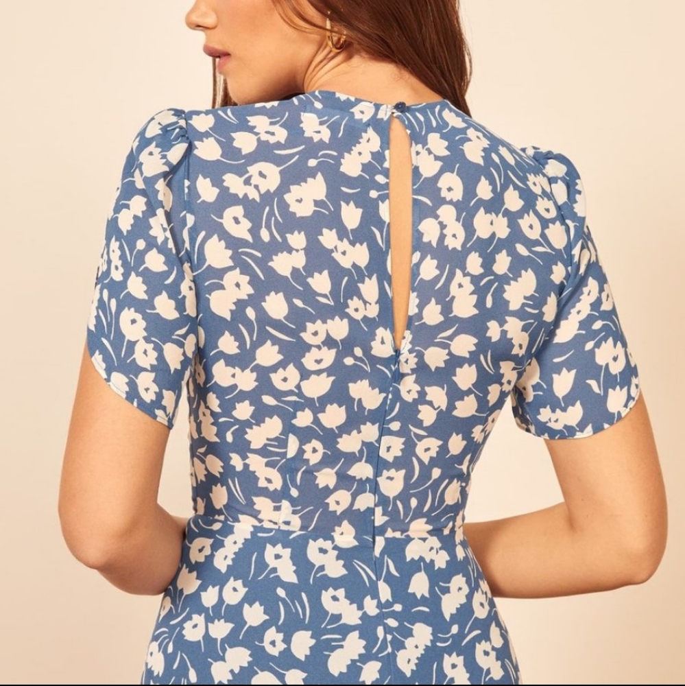 💙NWOT Reformation Andre Dress sz 4 Blue White